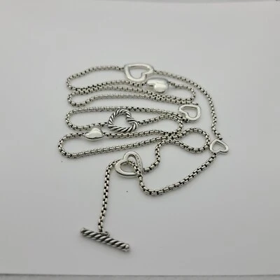 Collar de cadena de cuatro hojas con corazón de plata esterlina David Yurman longitud 36 pulgadas Foto 1 de 4