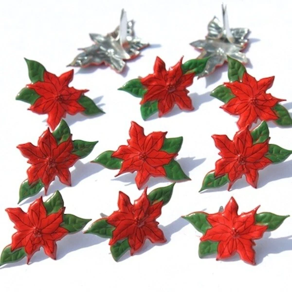 POINSETTIA SCRAPBOOKING DECORATIVO BRADS OJALES SALIDA 8 PIEZAS Foto 1 de 1