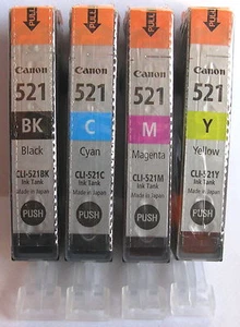 Canon Genuine CLI-521Bk CLI-521C CLI-521M CLI-521Y Set. New. - Picture 1 of 2