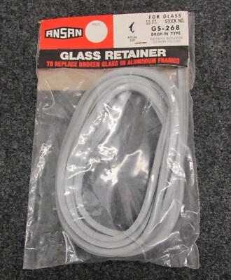 NEW! ANSAN GLASS RETAINER / WEATHERSTRIPPING, 3/8" X 1/4" X 10', GS-268 - Image 1 of 3
