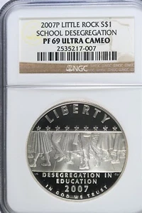 2007 P Desegregation-Little Rock HS-Modern Commem Silver Dollar NGC PF69 UCAM - Picture 1 of 2