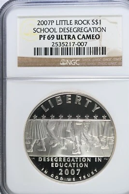 2007 P Desegregation-Little Rock HS-Modern Commem Silver Dollar NGC PF69 UCAM - Image 1 of 2