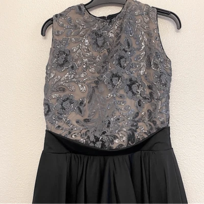 Fantasia de dança Revolution lírica prata lantejoulas vestido preto RC19753 criança XLC - Imagem 1 de 4