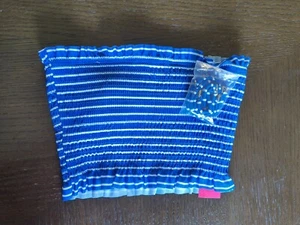 Xhilaration Smocked Tube Top Blue And White Stripe Bikini Strapless Size Small - Picture 1 of 1