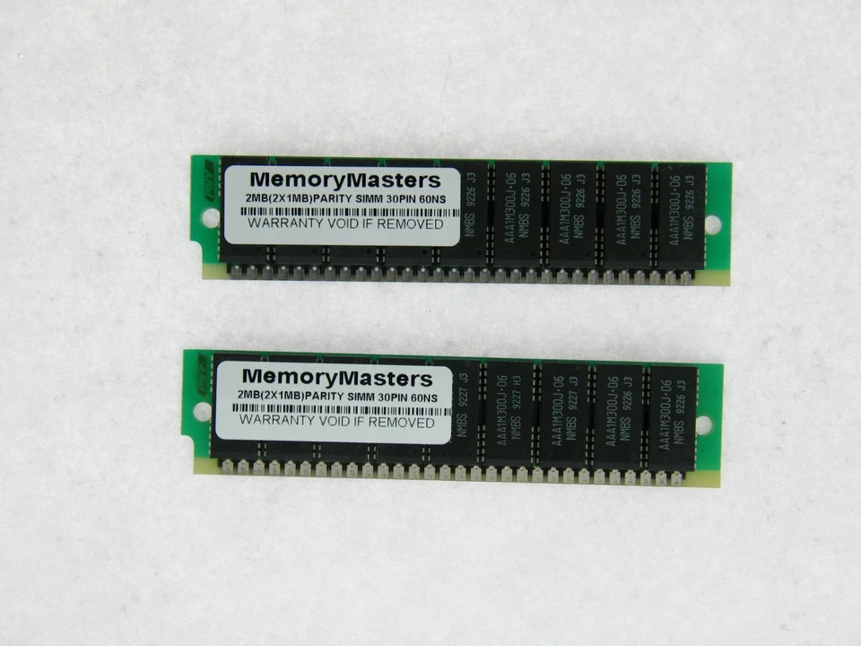 2x 1MB 30-Pin 60ns Parity FPM SIMMs CLASSIC SE 2MB RAM Memory Apple Macintosh - Image 1 of 1