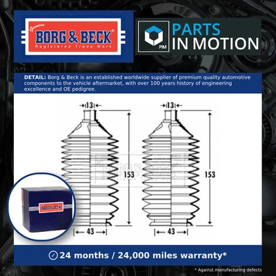 Bota de rack de direção compatível com MAZDA 323 Mk6 1.5 98 a 01 Gaiter Bellow B&B GJ2532125A - Imagem 1 de 4