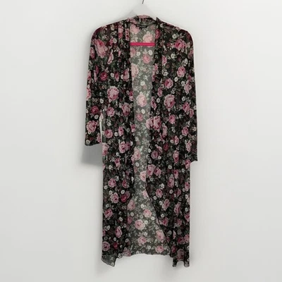 Talla XL Frente Abierto Boho Rosa Kimono Plumero Hada Oscura Floral Capricho Gitano Rock Foto 1 de 4