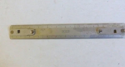 Vintage Charles Bruning Drafting Machine 32/50 Full & Half Size Metal Ruler 12" - Image 1 of 4