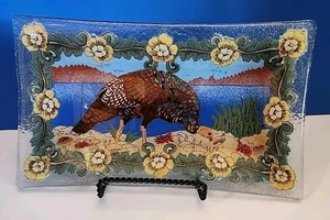 2008 Peggy Karr 10" Türkei rechteckiges Tablett verschmolzenes Kunstglas signiert - Bild 1 von 8