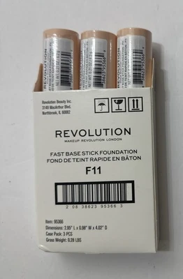 Revolution Makeup Revolution London Fast Base Stick Foundation 3 Pack F11 95366 - Image 1 of 4