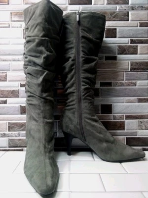 Botas de montar Apostrophes Boulevard Stiletto gris hasta la rodilla para mujer - talla 10M Foto 1 de 4