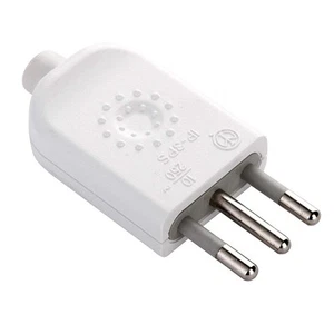 Italian Straight Plug, 10 A 230V, Matte White Electraline 71900 - Picture 1 of 1