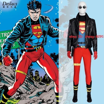Superboy Conner Kent Disfraz Disfraz Conjunto Abrigo Botas Halloween Mono Chaqueta Foto 1 de 4