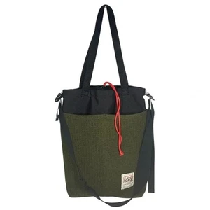 Topo Designs X Woolrich Cinch Tote Bag Waffle Wool Blend Olive Green Made in USA - Picture 1 of 6