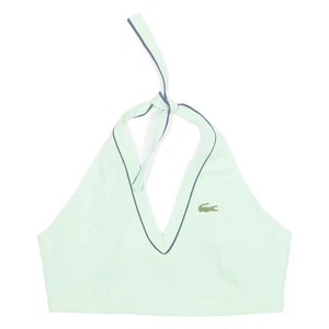 Vintage LACOSTE Crop Womens Halter Neck Top Green V-Neck Sleeveless 90s M - Picture 1 of 6
