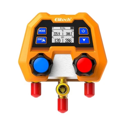 ELITECH Refrigeration Digital Manifold Gauge Set HVAC System Vacuum Pressure Temp Tester