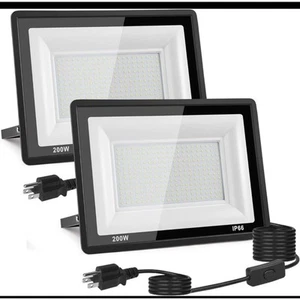 200W 22000LM LED Flood Light Outdoor IP66 Waterproof, 5000K Daylight White 2Pack - Picture 1 of 6