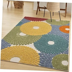 Aloha Indoor/Outdoor Multicolor 6' x 9' Area -Rug, Easy -Cleaning, Non - Picture 1 of 8