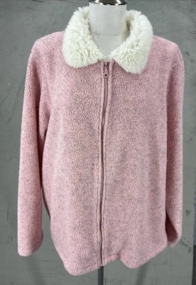 Chaqueta Denim & Co XL Rosa Vellón Vinculado Sherpa Abuela Núcleo Granola Niña Foto 1 de 4