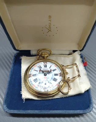 Reloj Bolsillo GP Arnex 17 Joyas Cara Marcador Vaca Movimiento Incabloc Hecho en Suiza Foto 1 de 4