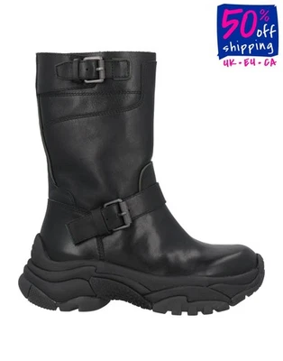 PVP €343 ASH Cuero Botines US8 UK5 EU38 Negro Hebilla Punta Redonda Foto 1 de 4