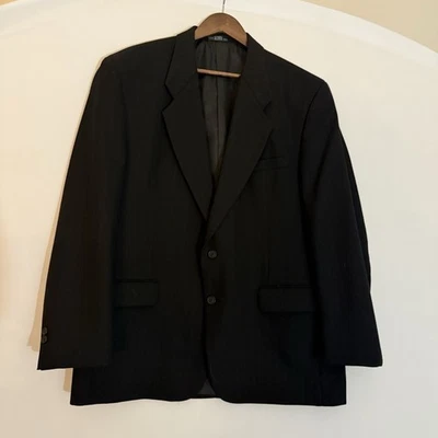 Blazer para hombre Oleg Cassini 44R negro a rayas 100 % lana chaqueta de dos botones Foto 1 de 4