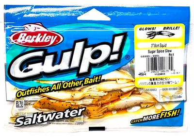 Berkley Gulp! Saltwater 3" Squid Sugar Spice Glow 8 Count Package GSSQ3-SSGL - Image 1 of 4
