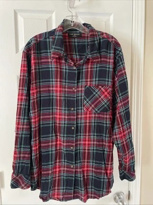 Blusa Top Blusa Top Lane Bryant Talla 18/20 Roja a Cuadros Botón Foto 1 de 3