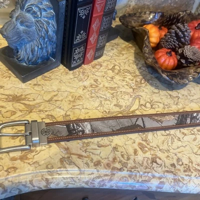 Cinturón Realtree Grande 38 a 40 Tela e Imitación Cuero Madera Escena Árboles Foto 1 de 4