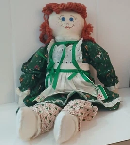 Vintage 18" Raggedy Ann Doll with Original Green Dress and White Apron - Picture 1 of 2