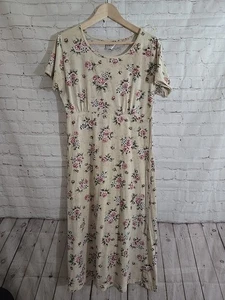 Vintage 90er Babydoll Grunge Blumen Midikleid Gr. M Tie Back Cottagecore Prairie - Bild 1 von 6