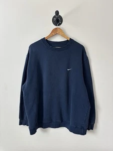 Vintage Nike Sweatshirt Mens 2XL Navy Y2K Center Swoosh Skate Faded Baggy - Picture 1 of 3