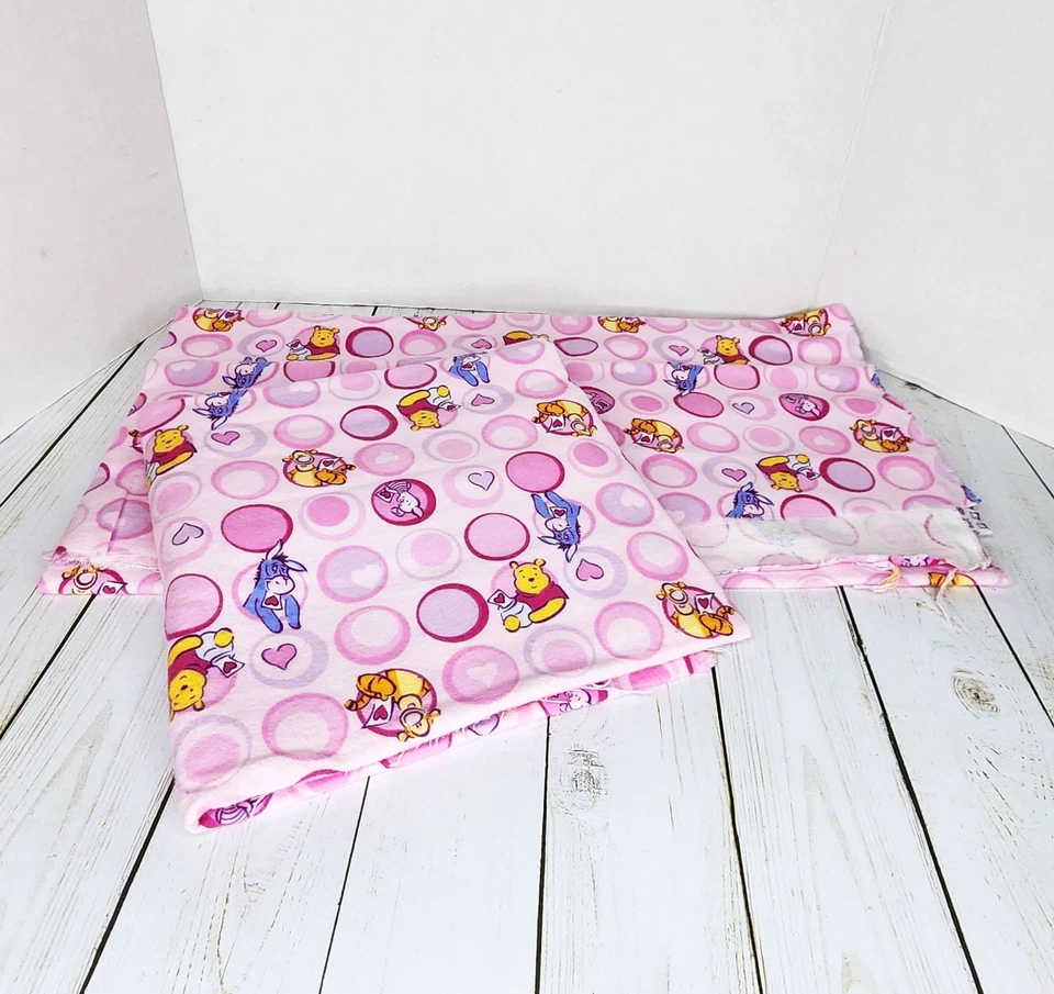 Disney Pink Flannel Fabric Winnie The Pooh Piglet Pink Two Pieces-1 Yard Each - Image 1 of 4