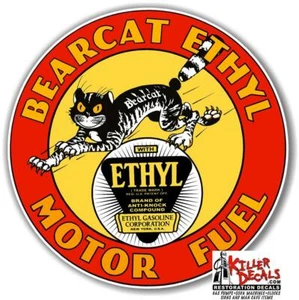 (BEAR-1) 12" MOTOR ETILO BEARCAT GASOLINA CALCOMANÍA ACEITE LATA/SEÑAL BOMBA DE GASOLINA - Imagen 1 de 1