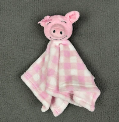 HB Hudson Baby Pink Pig Plush Lovey Security Blanket Gingham Check Bow Farm - Изображение 1 из 4