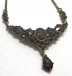 Antikes Granat Collier Böhmen vergoldet Original um 1880 Böhmische Necklage - Bild 1 von 8