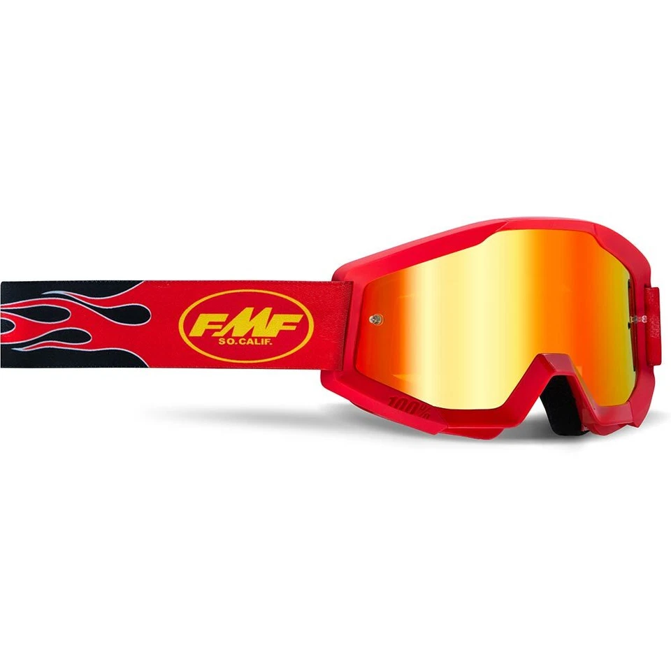 100% FMF VISION POWERCORE FLAME RED MX RACING MOTOCROSS GOGGLES RED MIRROR LENS - Image 1 of 1
