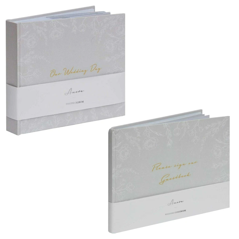 Mariage - Amore Album Photo / Invité Livre - Gris Floral - Choisissez Article - Photo 1/1