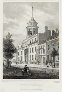 1830 MERCHANT'S EXCHANGE BUILDING - NEW YORK Engraved Print ORIGINAL - Picture 1 of 2