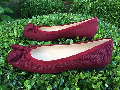 STUART WEITZMAN Tulipbow Flat Sz 5 Leather Ballerina Tassels Neimans Nordstrom - Image 1 of 4