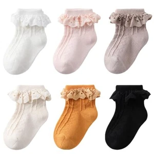Baby Girls Socks Infants Toddler Ruffle Ankle Dress Sock for 6 Pairs 0-12 Months - Picture 1 of 7