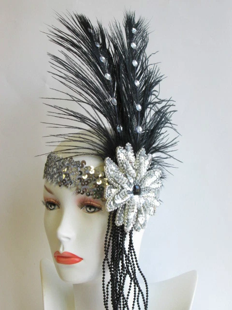 MUJER RUGIENTE AÑOS 20 CHARLESTON FLAPPER GATSBY DISFRAZ DIADEMA  Foto 1 de 1