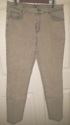 Pantalones de mezclilla para mujer Diane Gilman gris lavado ácido ramio/algodón talla 12 cintura 34 entrepierna 29 Foto 1 de 4