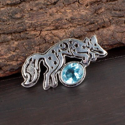 Sky Blue Topaz Gemstone 925 Sterling Silver Jewelry Oxidize Unisex Pendant 1.03" - Image 1 of 4