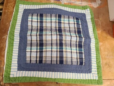 Pottery Barn Kids "Listras Azuis/Verdes/Xadrez" Acolchoado Euro Sham - Imagem 1 de 4