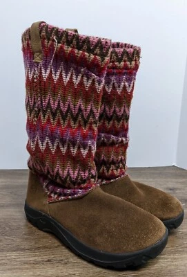 Youth Girls KEEN AUBURN 9641 Brown Suede Knit Winter Calf Boots Kids Size 4 - Image 1 of 4