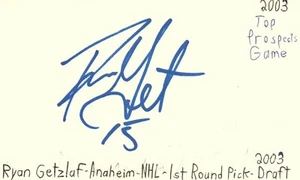 Carta indice firmata autografata Ryan Getzlaf Anaheim NHL 1° round pick JSA COA - Foto 1 di 2