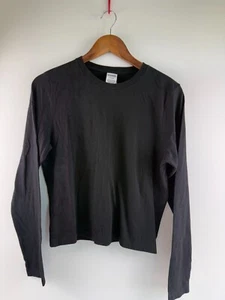 Victoria's Secret PINK Long Sleeve Crew Neck Crop Tee Shirt Black Size L NWT - Picture 1 of 6