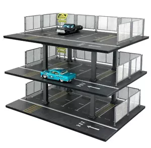 1/64 Diorama 3-stöckige Auto Garage Modell Stadt Straßenansicht Parkplatz Szene Modell - Bild 1 von 34