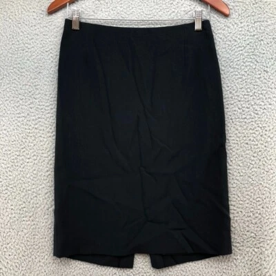 Donna Karan 羊毛铅笔直裙海军蓝女式 6 及膝商务 — 第 1/4 张图片